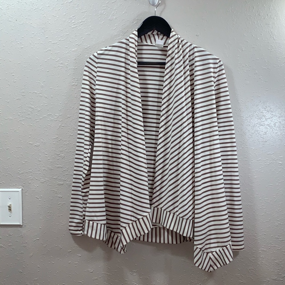 Tan and cream striped cardigan size small
